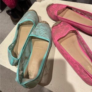 Victoria's Secret Lace Espadrilles - Pink and Blue